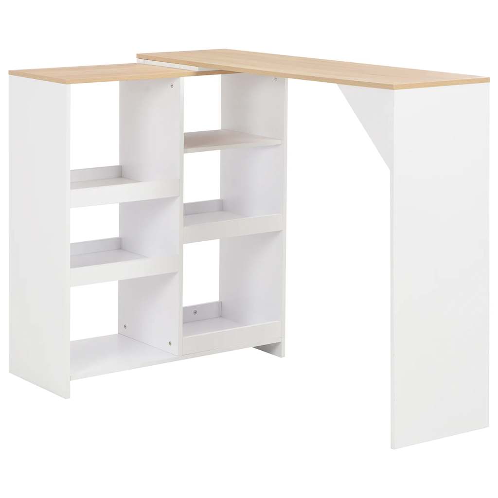 vidaXL Bar Table with Moveable Shelf White 138x39x110 cm 1