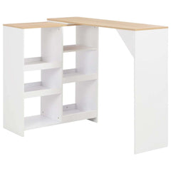 vidaXL Bar Table with Moveable Shelf White 138x39x110 cm 1
