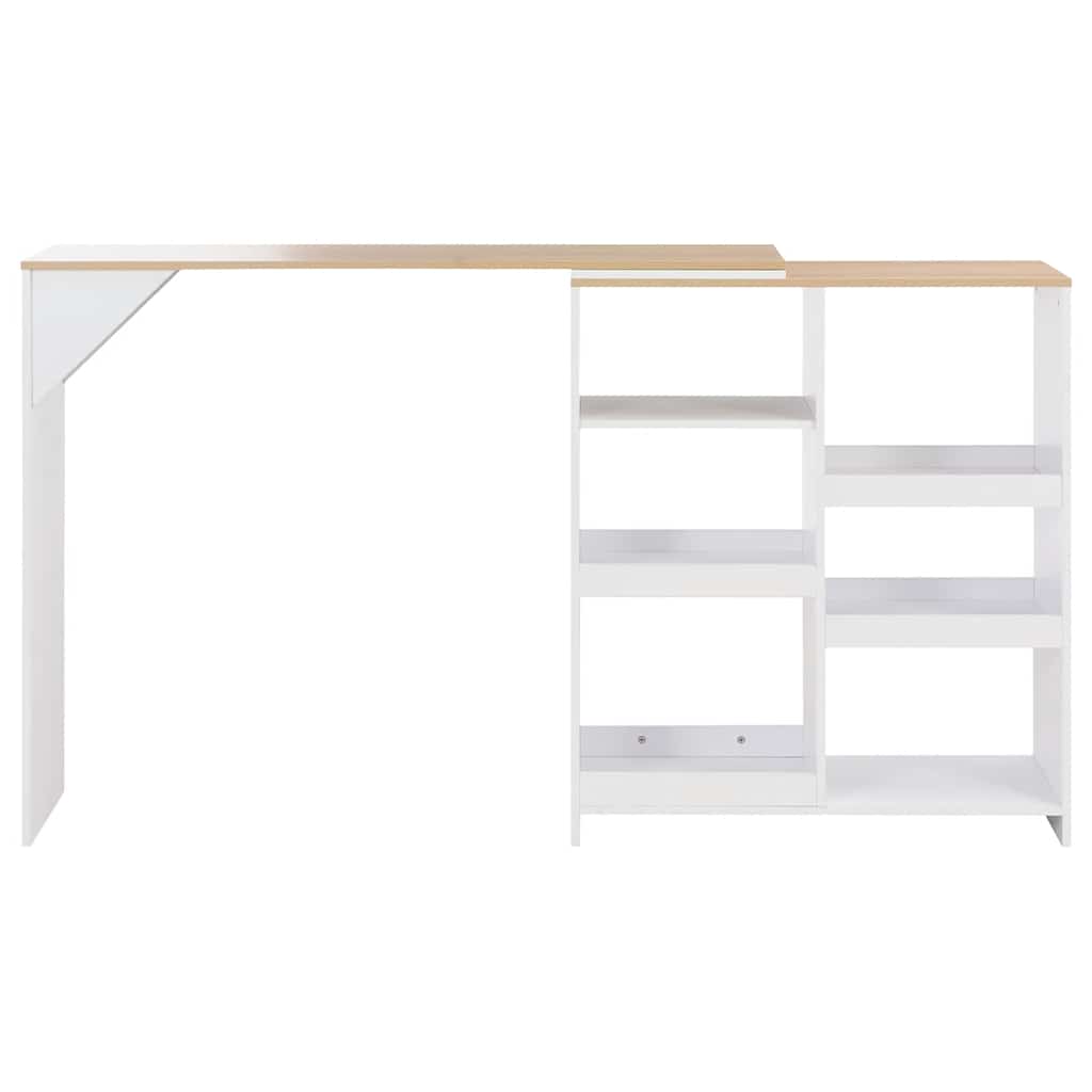 vidaXL Bar Table with Moveable Shelf White 138x39x110 cm 2