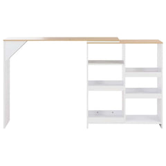 vidaXL Bar Table with Moveable Shelf White 138x39x110 cm 2