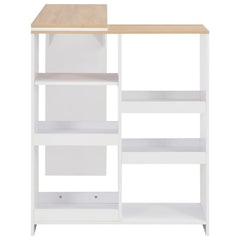 vidaXL Bar Table with Moveable Shelf White 138x39x110 cm 4
