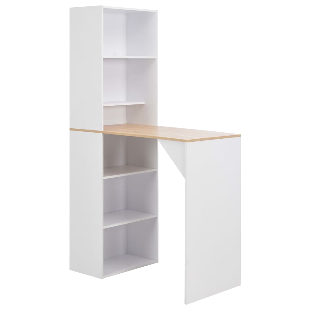 vidaXL Bar Table with Cabinet White 115x59x200 cm 1