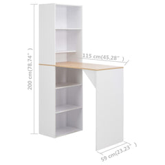vidaXL Bar Table with Cabinet White 115x59x200 cm 6