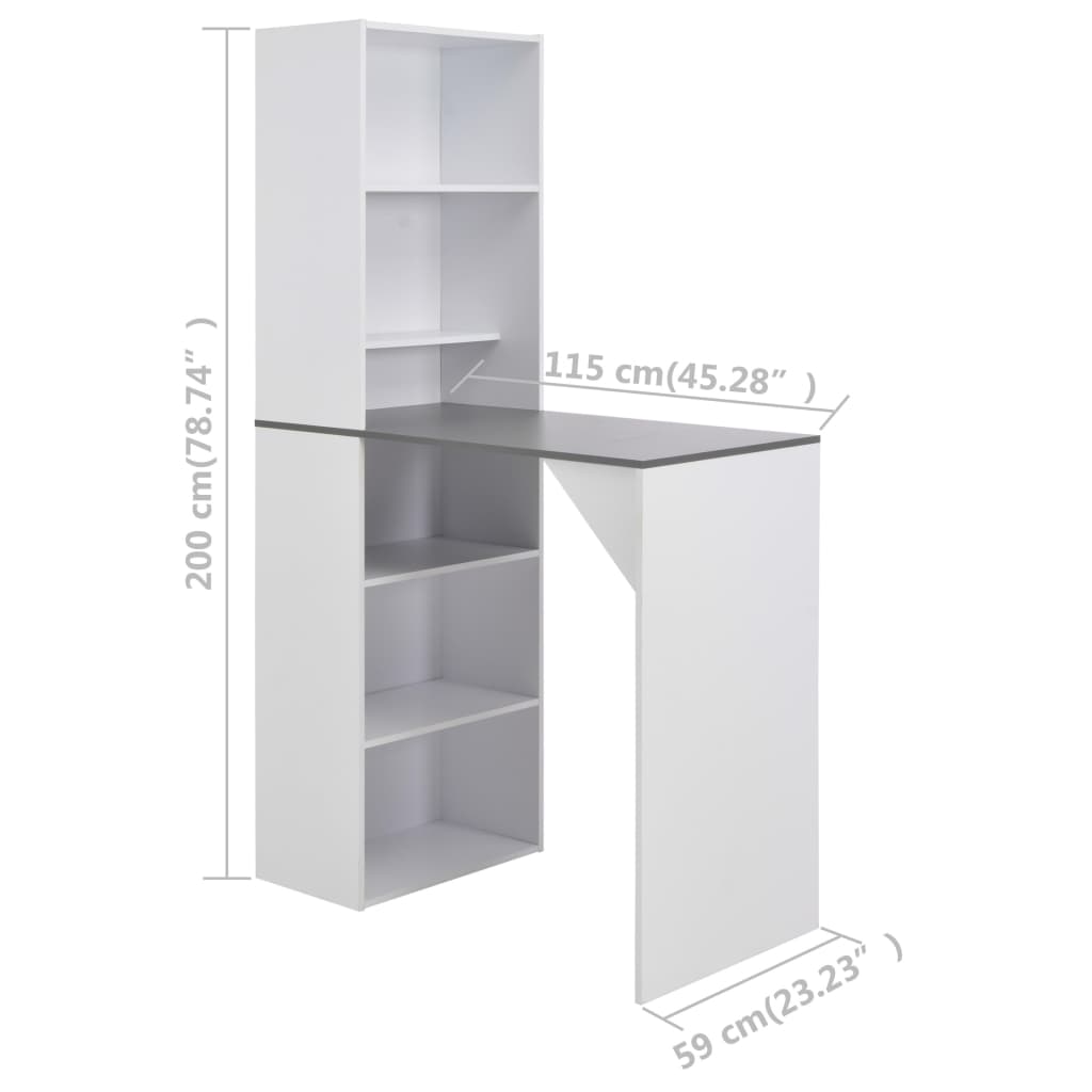 vidaXL Bar Table with Cabinet White 115x59x200 cm 6