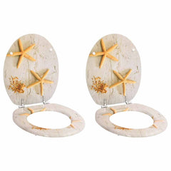 vidaXL Toilet Seats with Lids 2 pcs MDF Sea Star 1
