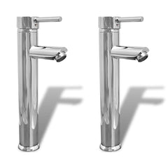 vidaXL Bathroom Faucet Mixer Taps 2 pcs Chrome 1