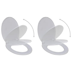 vidaXL Toilet Seats with Soft Close Lids 2 pcs Plastic White 1