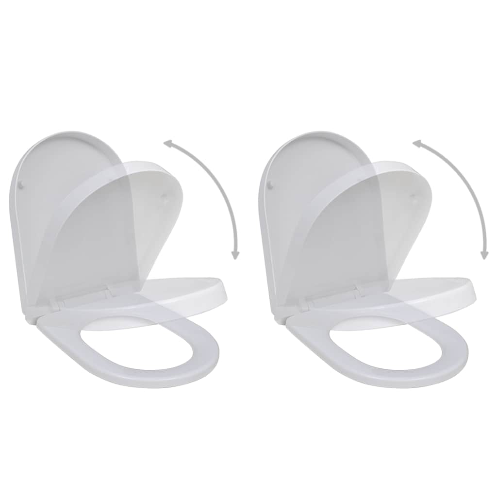 vidaXL Toilet Seats with Soft Close Lids 2 pcs Plastic White 1