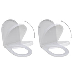 vidaXL Toilet Seats with Soft Close Lids 2 pcs Plastic White 1