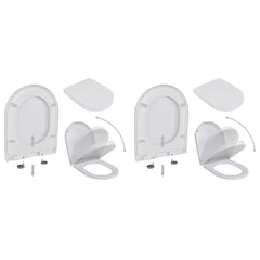 vidaXL Toilet Seats with Soft Close Lids 2 pcs Plastic White 1