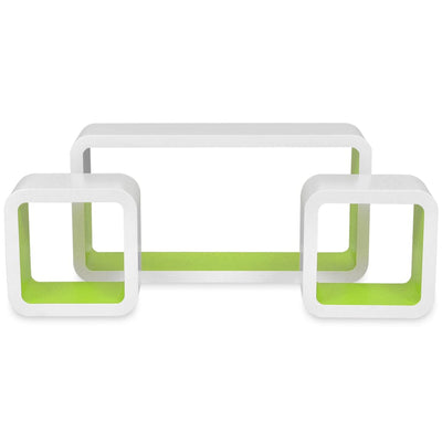 Wall Cube Shelves 6 pcs White and Green