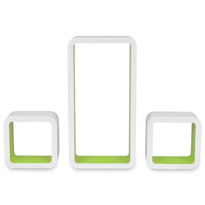 Wall Cube Shelves 6 pcs White and Green