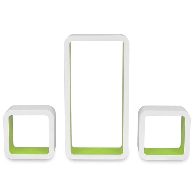 Wall Cube Shelves 6 pcs White and Green