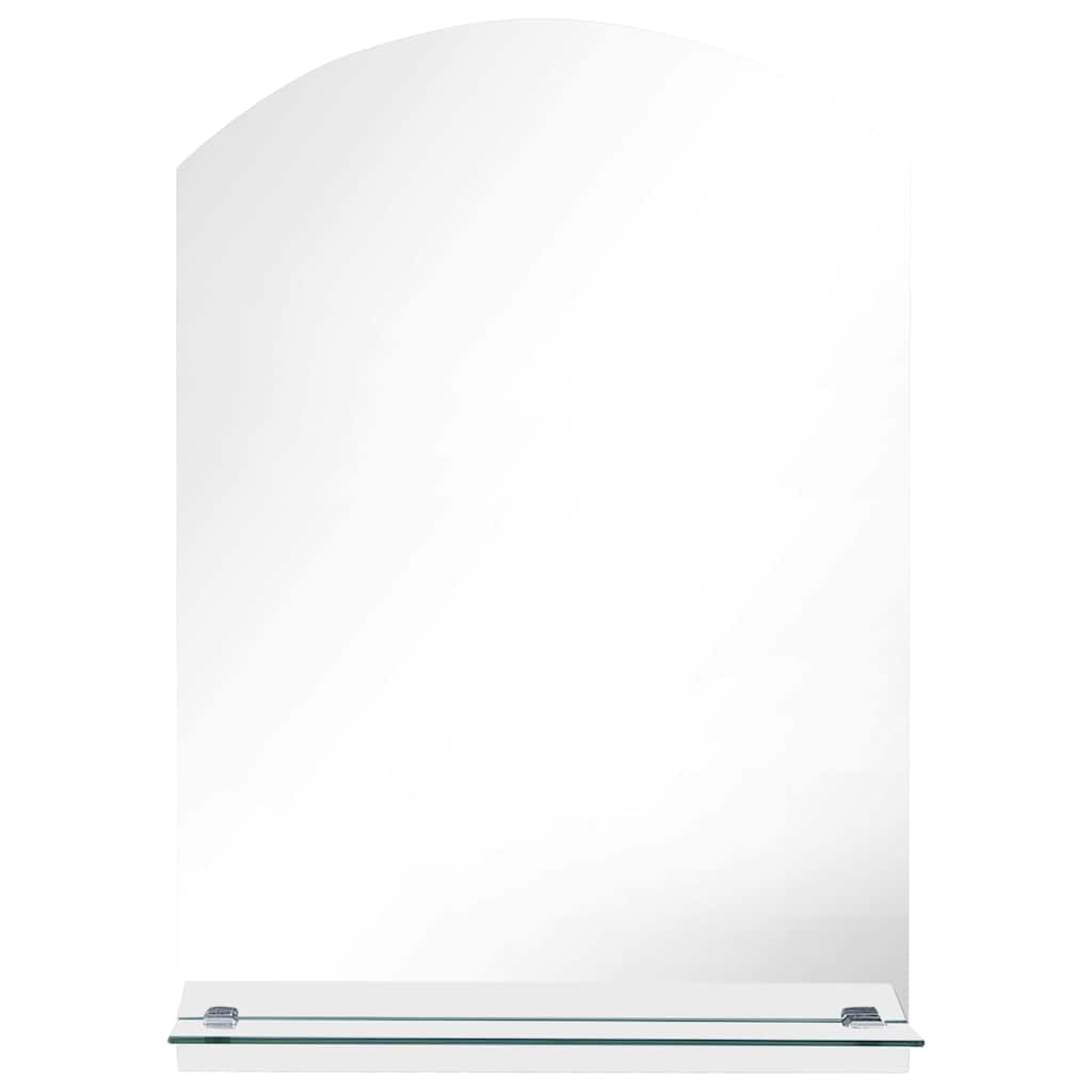 Wall Mirror with Shelf Tempered Glass 50 cm 70 cm Oval