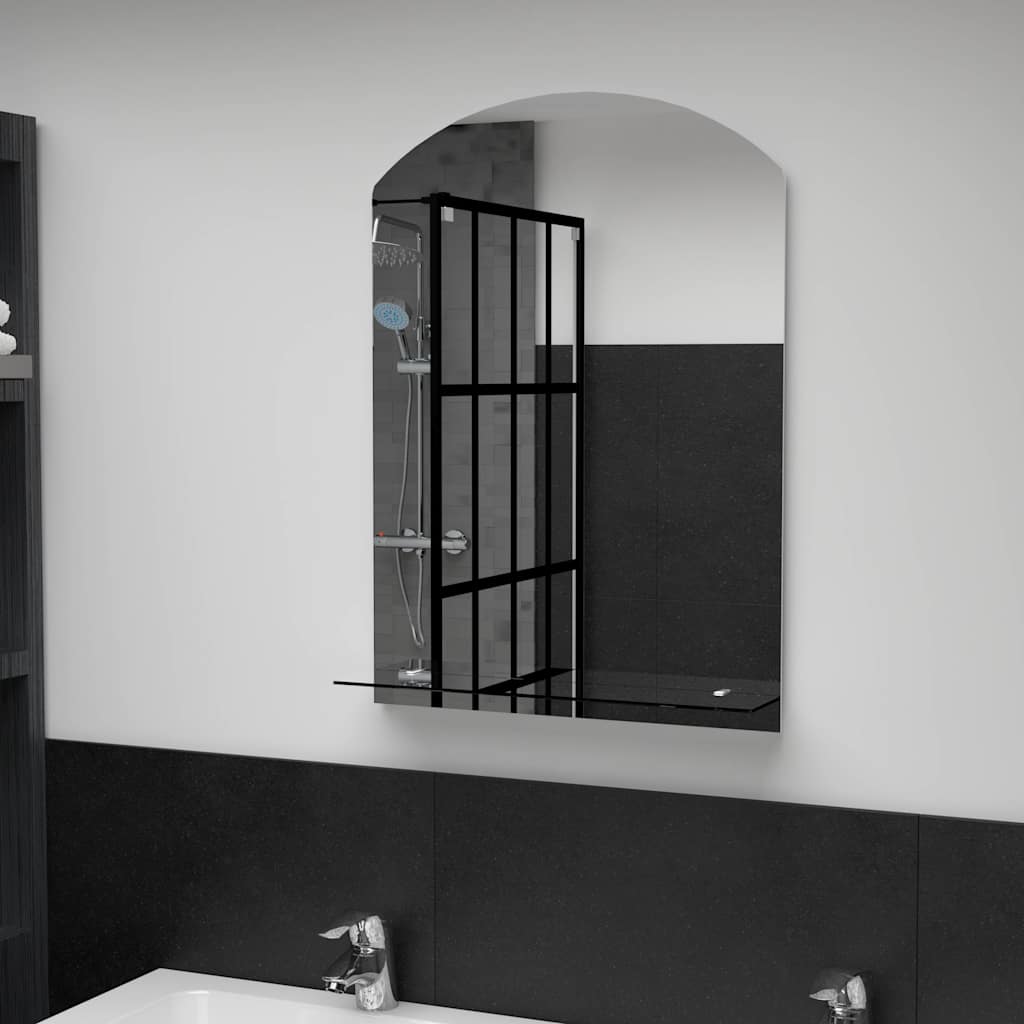 Wall Mirror with Shelf Tempered Glass 50 cm 70 cm Oval