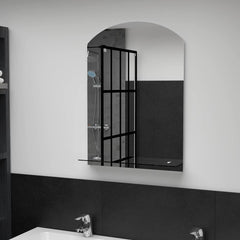 Wall Mirror with Shelf Tempered Glass 50 cm 70 cm Oval