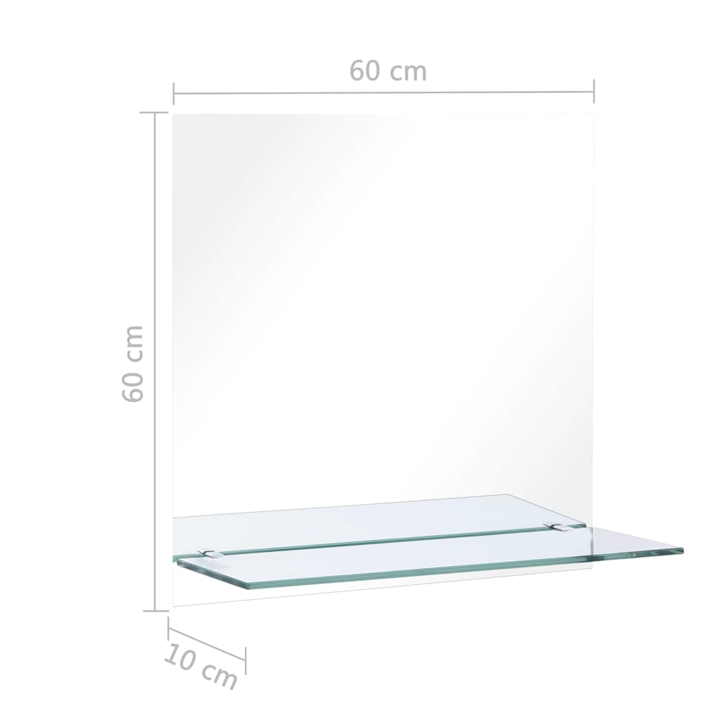 vidaXL Wall Mirror with Shelf 60x60 cm Tempered Glass 6
