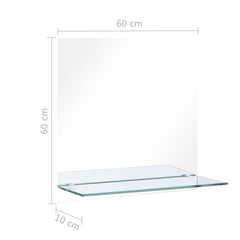 vidaXL Wall Mirror with Shelf 60x60 cm Tempered Glass 6