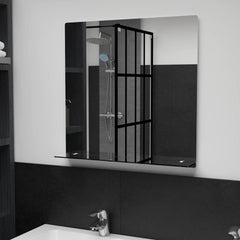 vidaXL Wall Mirror with Shelf 60x60 cm Tempered Glass 1
