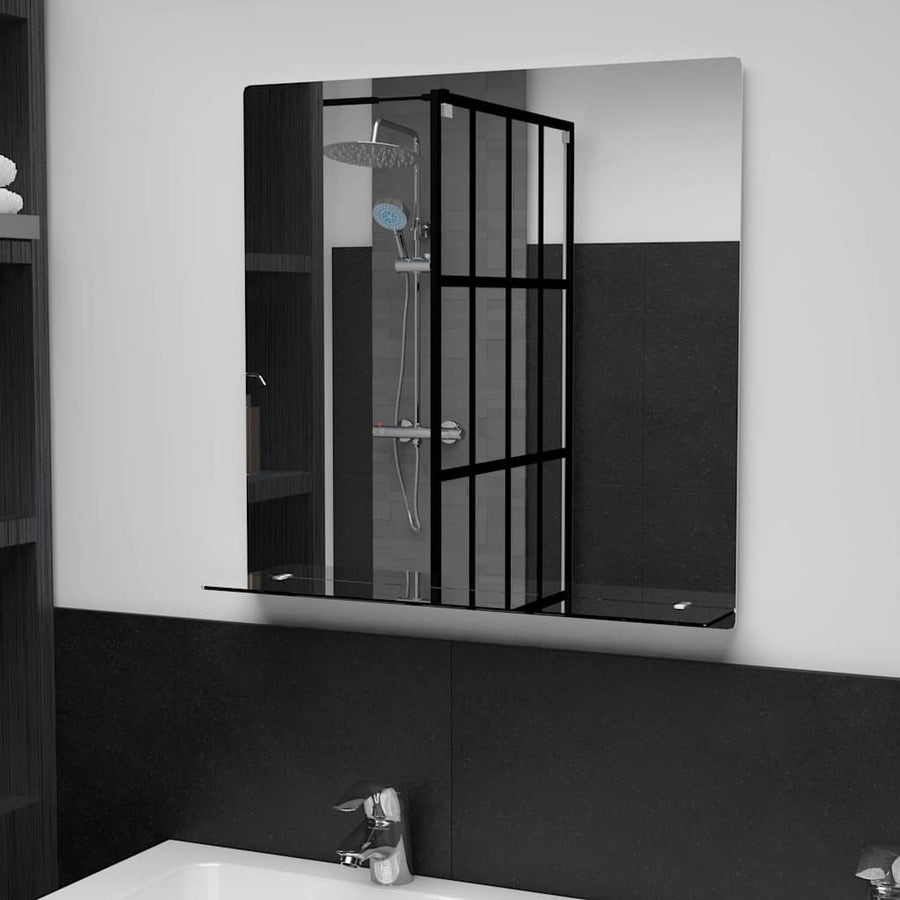 vidaXL Wall Mirror with Shelf 60x60 cm Tempered Glass 1