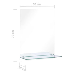 vidaXL Wall Mirror with Shelf 50x70 cm Tempered Glass 6