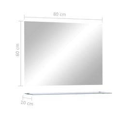 vidaXL Wall Mirror with Shelf 80x60 cm Tempered Glass 6