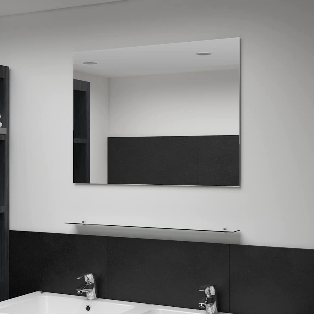 vidaXL Wall Mirror with Shelf 80x60 cm Tempered Glass 1