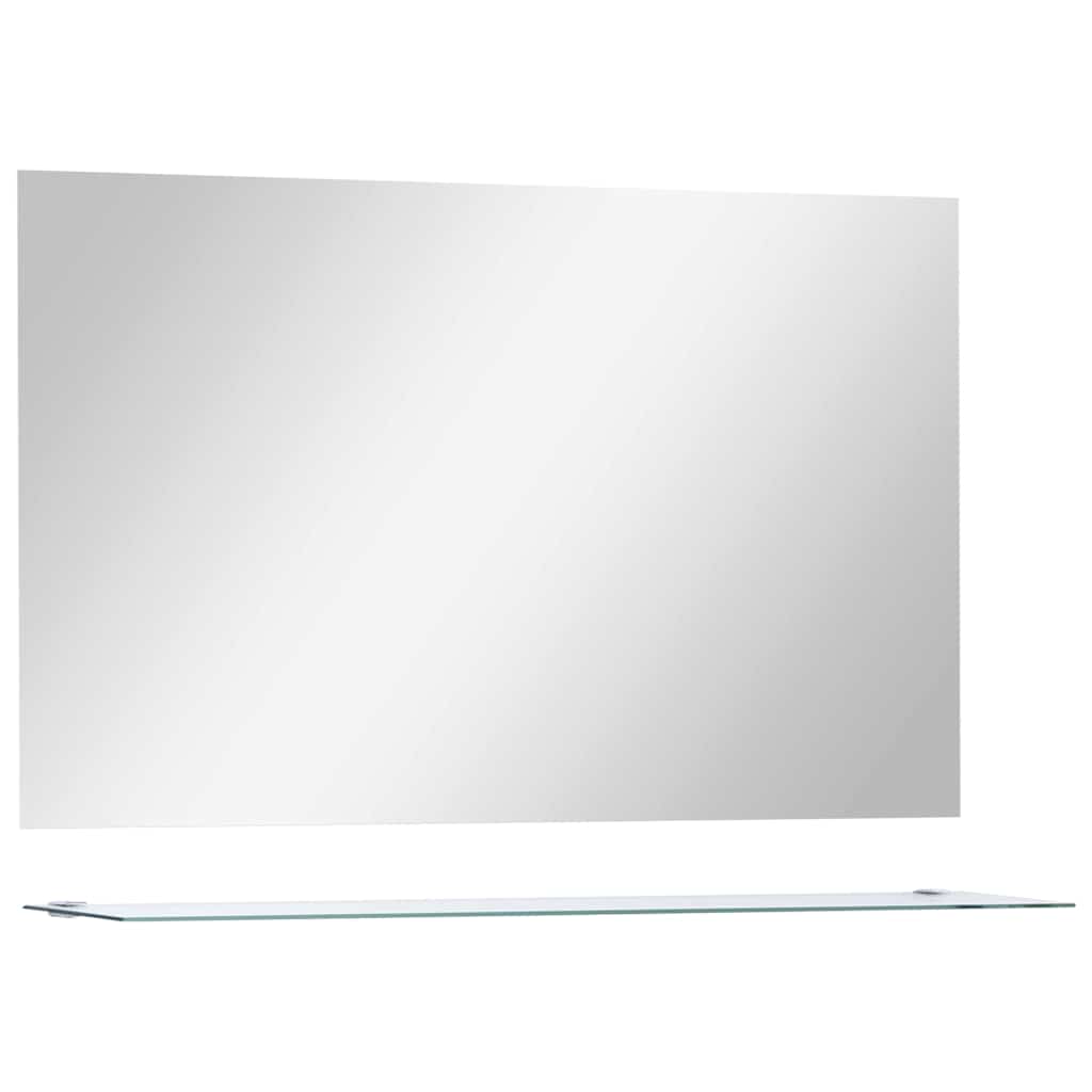 vidaXL Wall Mirror with Shelf 100x60 cm Tempered Glass 2