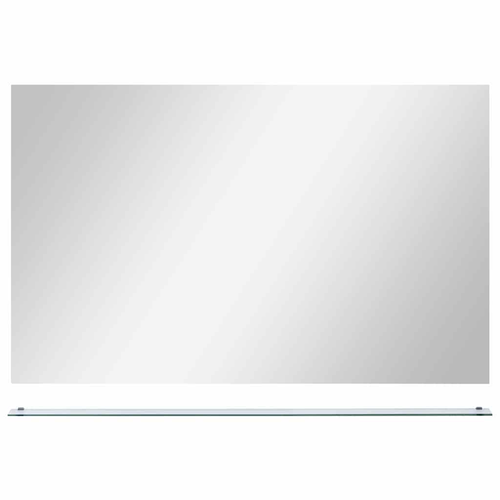 vidaXL Wall Mirror with Shelf 100x60 cm Tempered Glass 3