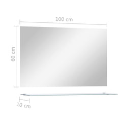 vidaXL Wall Mirror with Shelf 100x60 cm Tempered Glass 6