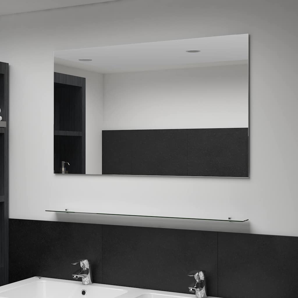 vidaXL Wall Mirror with Shelf 100x60 cm Tempered Glass 1