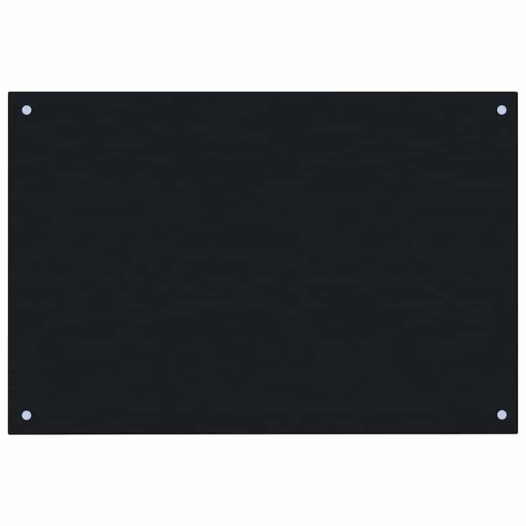 vidaXL Kitchen Backsplash Black 90 x 50 cm Tempered Glass 2