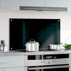 vidaXL Kitchen Backsplash Black 90 x 50 cm Tempered Glass 3