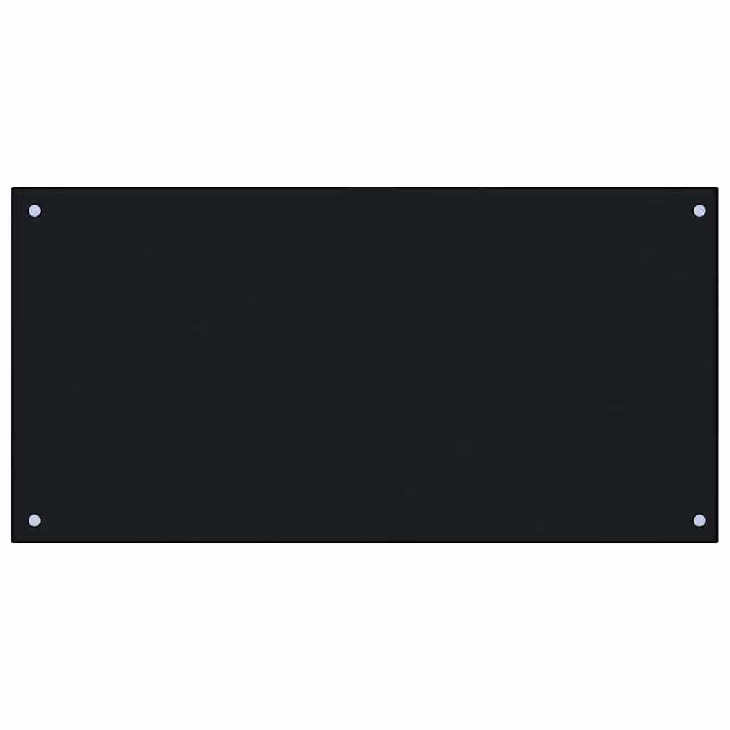 vidaXL Kitchen Backsplash Black 100 x 50 cm Tempered Glass 2