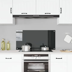 vidaXL Kitchen Backsplash Black 100 x 50 cm Tempered Glass 1