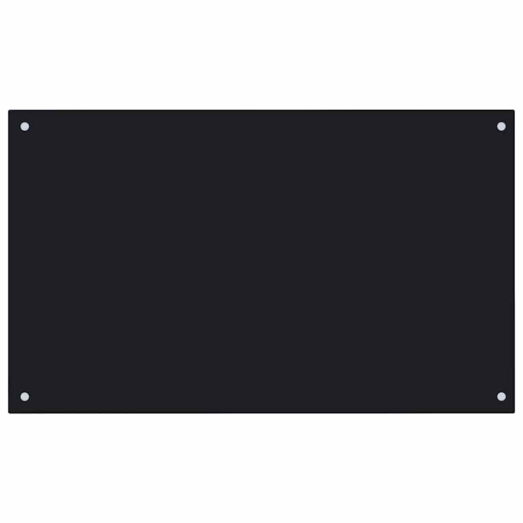 vidaXL Kitchen Backsplash Black 100 x 60 cm Tempered Glass 2