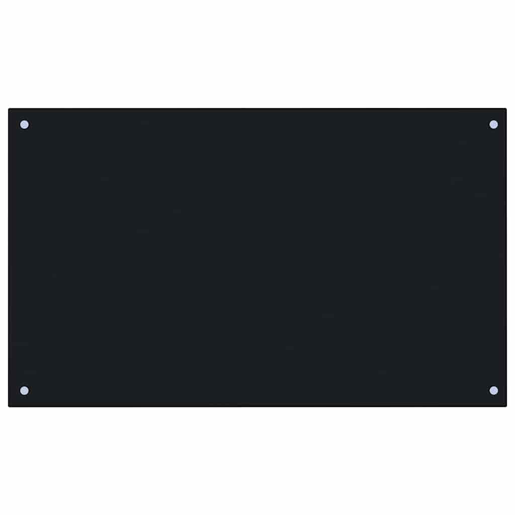 Kitchen Backsplash 70x60 cm Tempered Glass 1 Depth 60 cm Black 100 cm