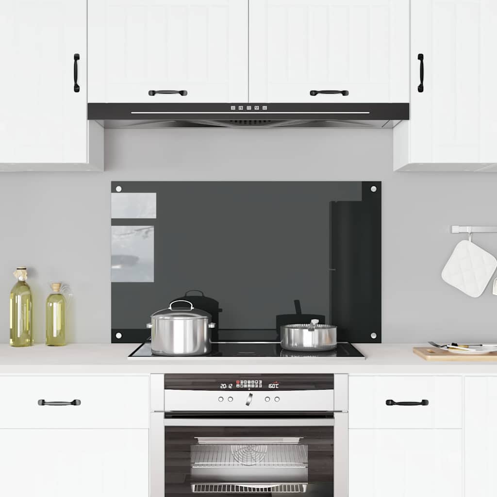 vidaXL Kitchen Backsplash Black 100 x 60 cm Tempered Glass 1