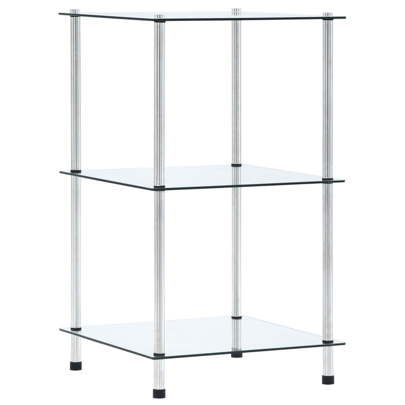 3-Tier Shelf Transparent 40x40x67 cm Tempered Glass