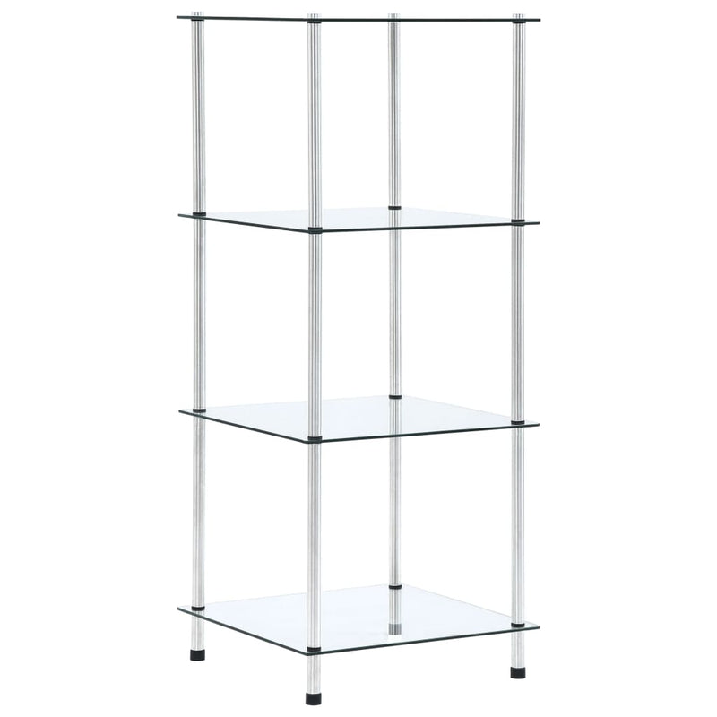 4-Tier Shelf Transparent 40x40x100 cm Tempered Glass