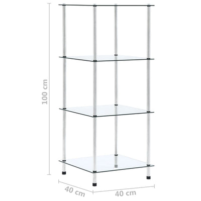 4-Tier Shelf Transparent 40x40x100 cm Tempered Glass