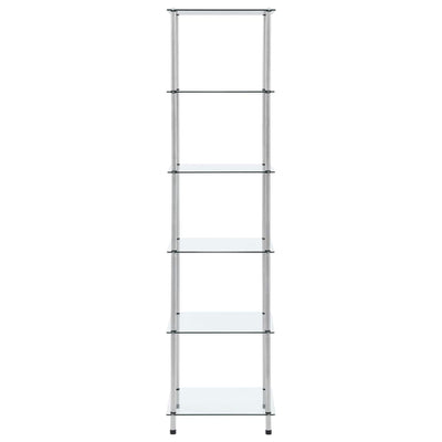 6-Tier Shelf Transparent 40x40x160 cm Tempered Glass