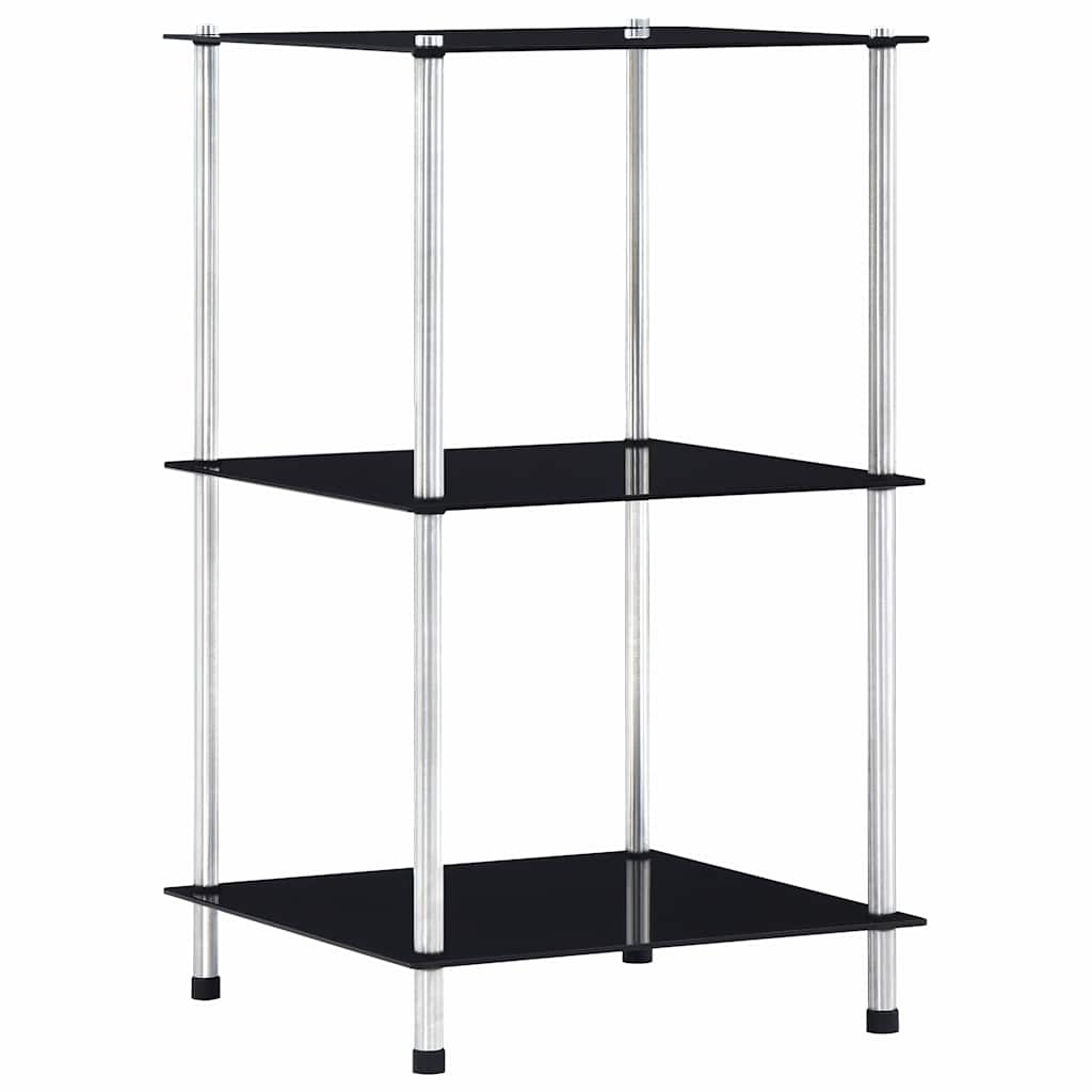 vidaXL 3-Tier Shelf Black 40x40x67 cm Tempered Glass 1