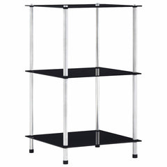 vidaXL 3-Tier Shelf Black 40x40x67 cm Tempered Glass 1