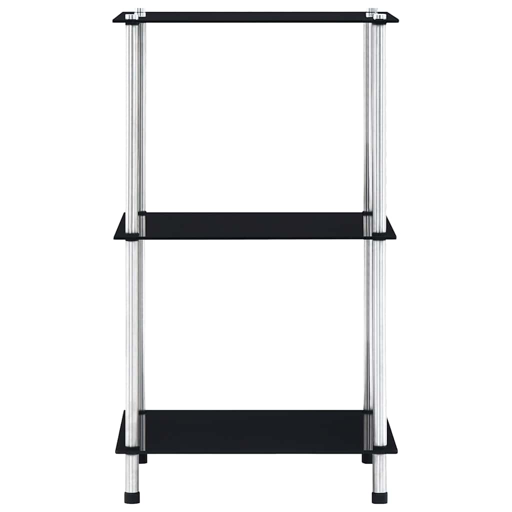 vidaXL 3-Tier Shelf Black 40x40x67 cm Tempered Glass 2