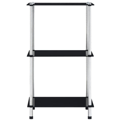 3-Tier Shelf Black 40x40x67 cm Tempered Glass