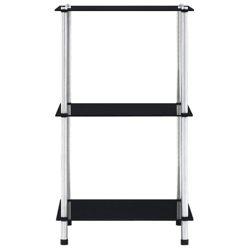 3-Tier Shelf Black 40x40x67 cm Tempered Glass