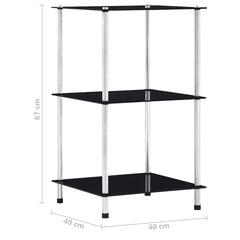 vidaXL 3-Tier Shelf Black 40x40x67 cm Tempered Glass 5