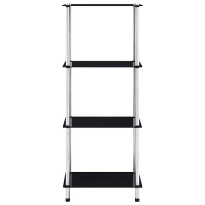 4-Tier Shelf Black 40x40x100 cm Tempered Glass