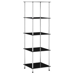 vidaXL Shelf | Black | Tempered Glass, Stainless Steel | 5-Tier | Shelf | Square 1